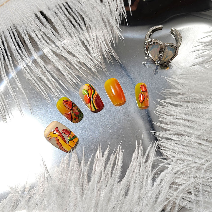 Artificial Nails in Fruity Autumn Design Kalsten