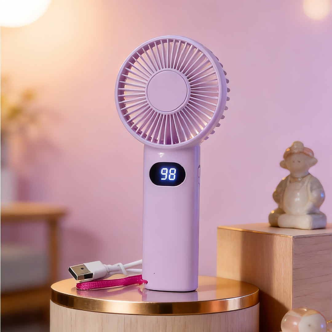 Women's Portable Mini Handheld Fan with LCD Display Kalsten