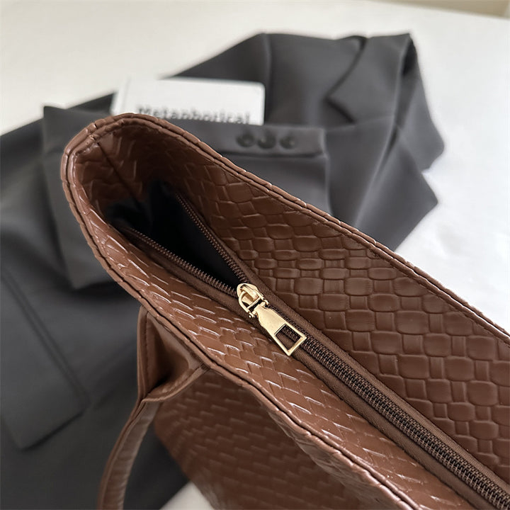 Woven Textured Tote Handbag