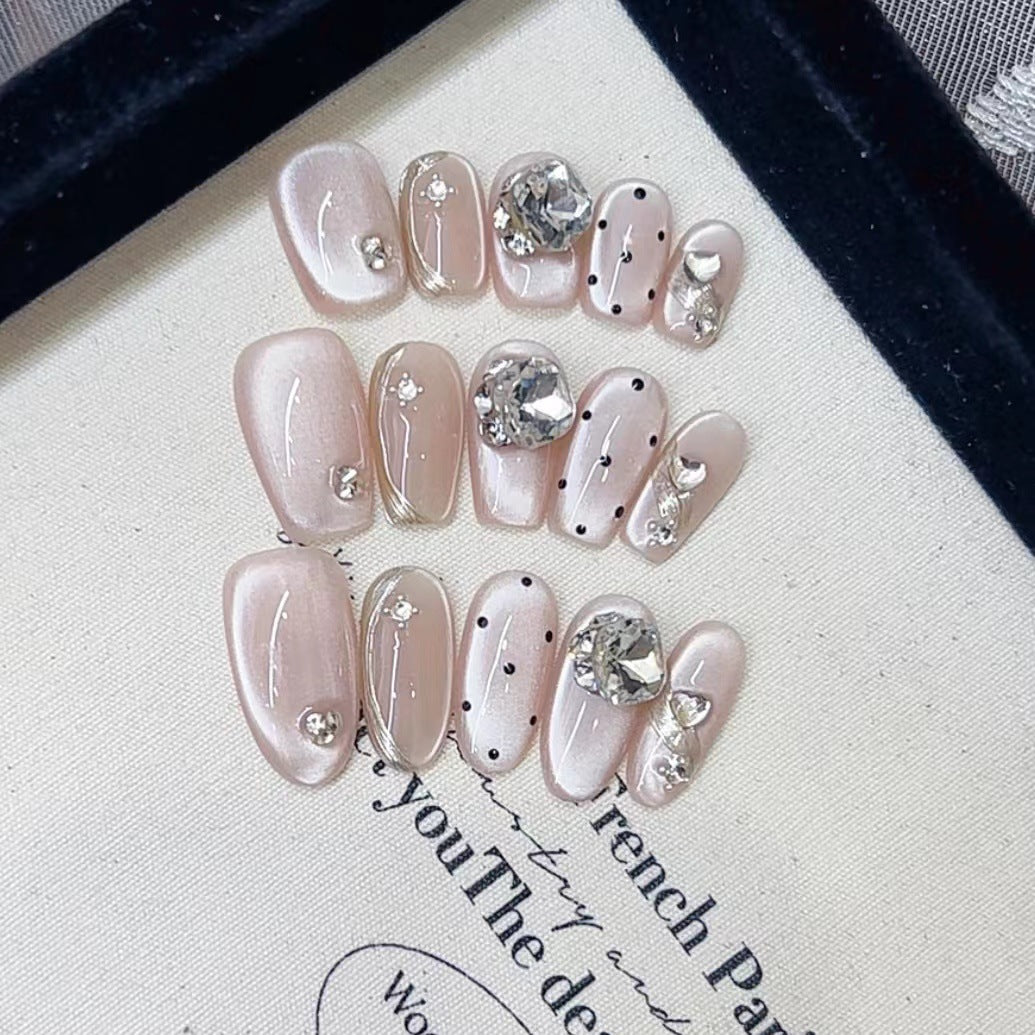 Glamorous Rhinestone-Enhanced Press-On Nail Set Kalsten