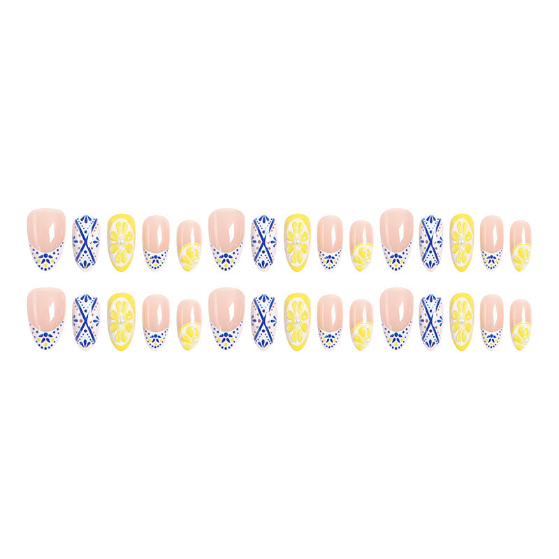Creative Nail Art Set with Lemon and Flower Designs Kalsten
