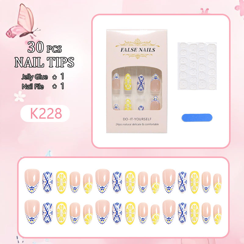 Creative Nail Art Set with Lemon and Flower Designs Kalsten