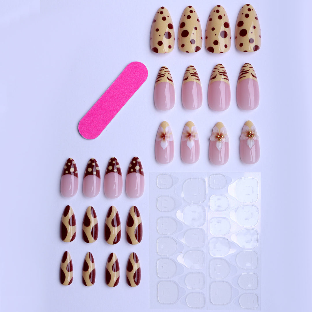 Artificial nails with creative floral design and unique watercolor patterns Kalsten