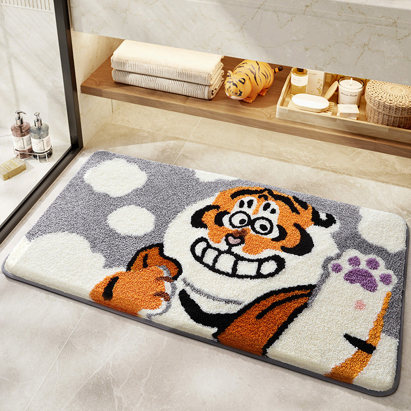 Playful Cartoon Tiger Bath Mat Kalsten