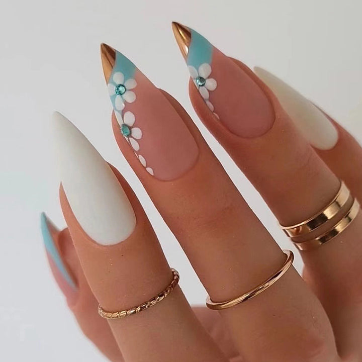 Artful Nail Extensions with Elegant Floral Designs Kalsten