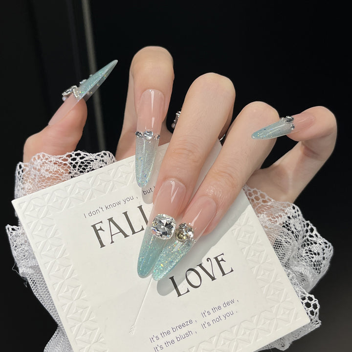 Glamorous Crystal-Embellished Stiletto Press-On Nail Extensions Kalsten