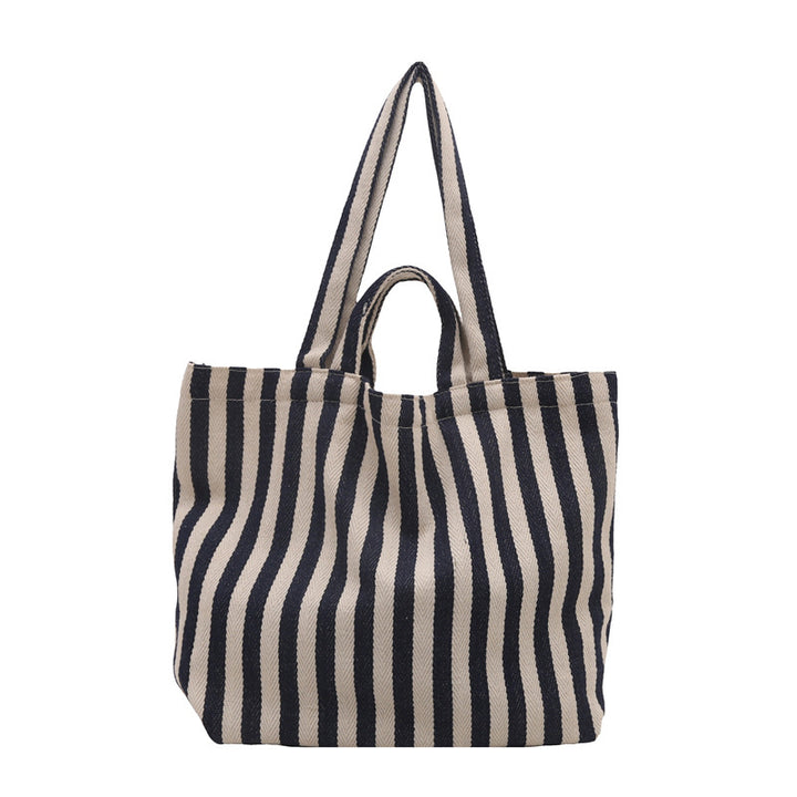 Durable Striped Canvas Beach Tote Bag