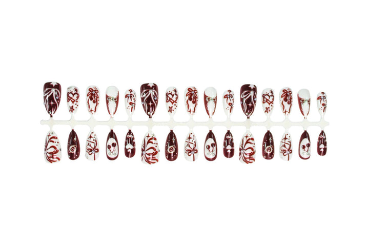 Acrylic Nail Set with Romantic Bow and Flower Designs Kalsten