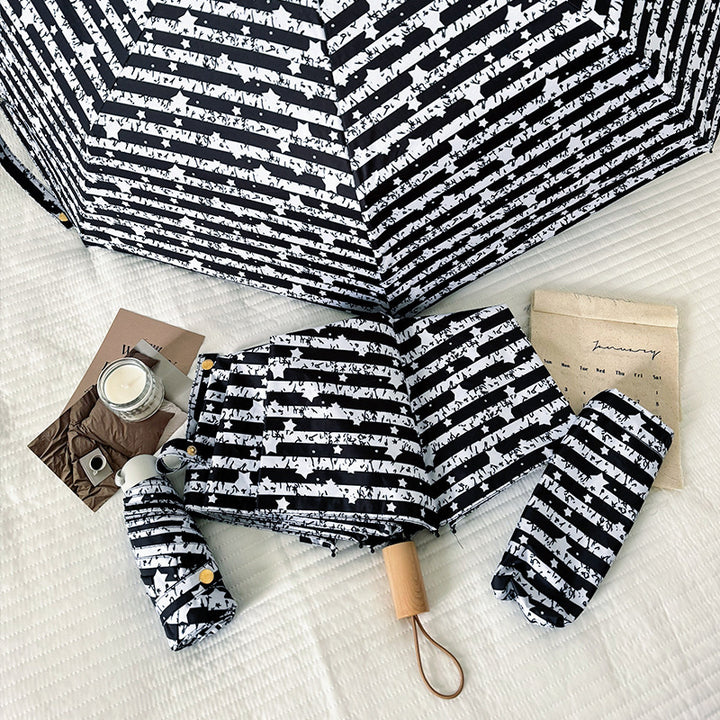 Women Foldable Umbrella with Stylish Stripe Pattern Kalsten