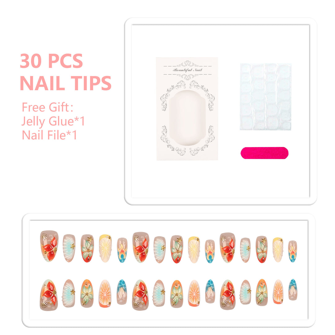 Artistic Summer-Themed Nail Tips