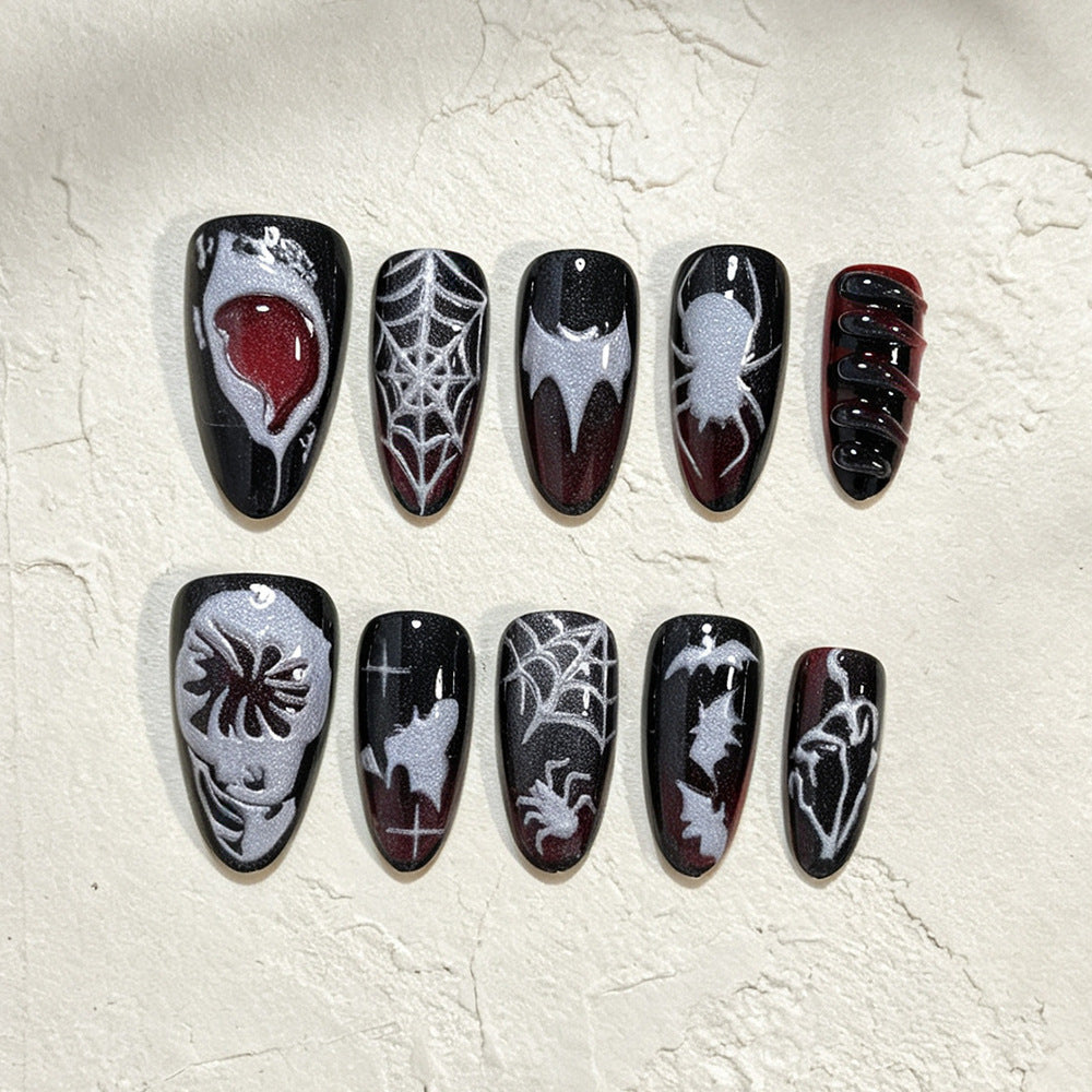 Halloween Nail Art Set with Spider Design and Gel Nails Kalsten