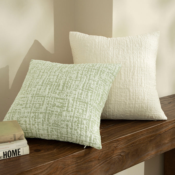 Square, quilted decorative pillow with woven texture Kalsten