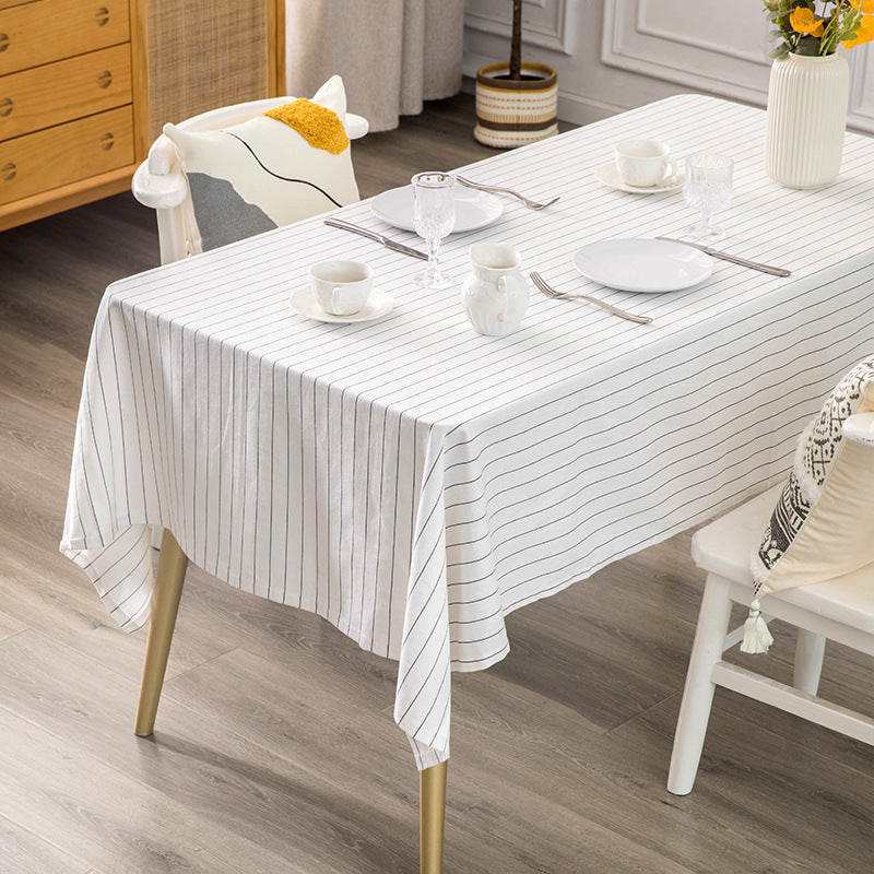 Rectangular tablecloth made of cotton-linen blend with embossed polka dot pattern and water-repellent surface Kalsten