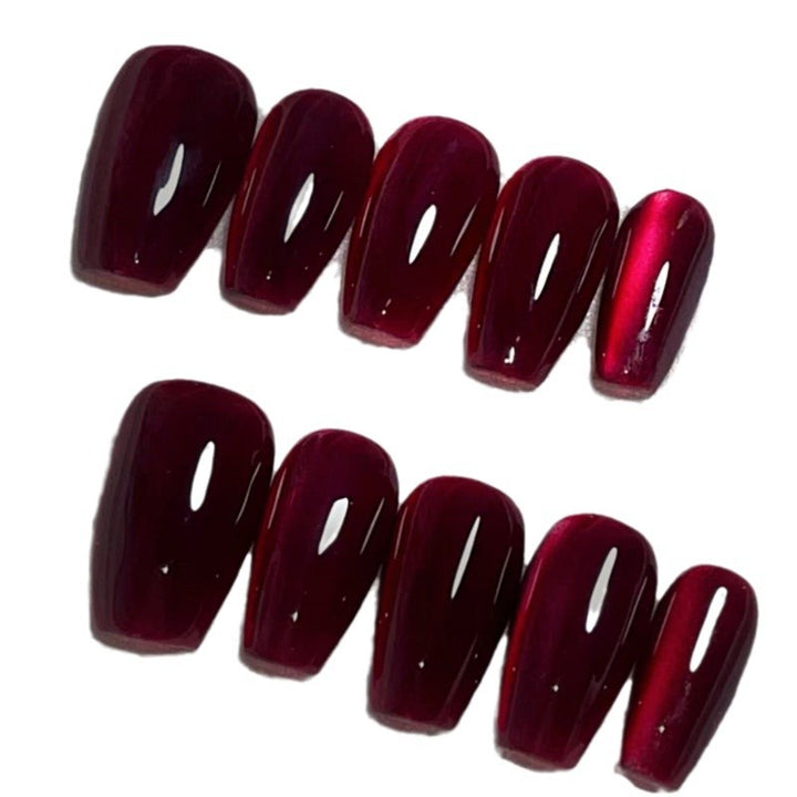 Glossy Deep Red Press-On Nails Kalsten