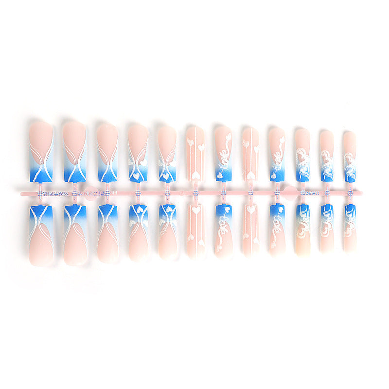 Creative nail art set with elegant heart and gradient patterns Kalsten