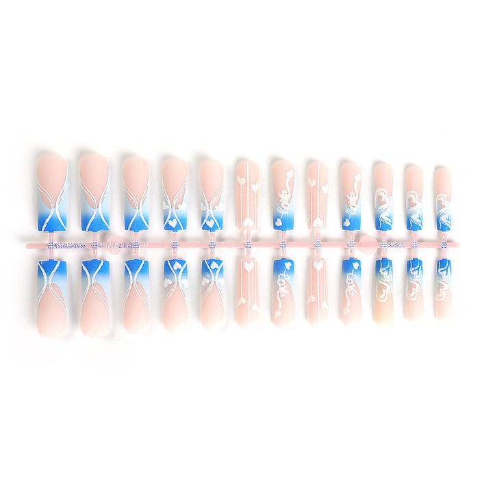Creative nail art set with elegant heart and gradient patterns Kalsten
