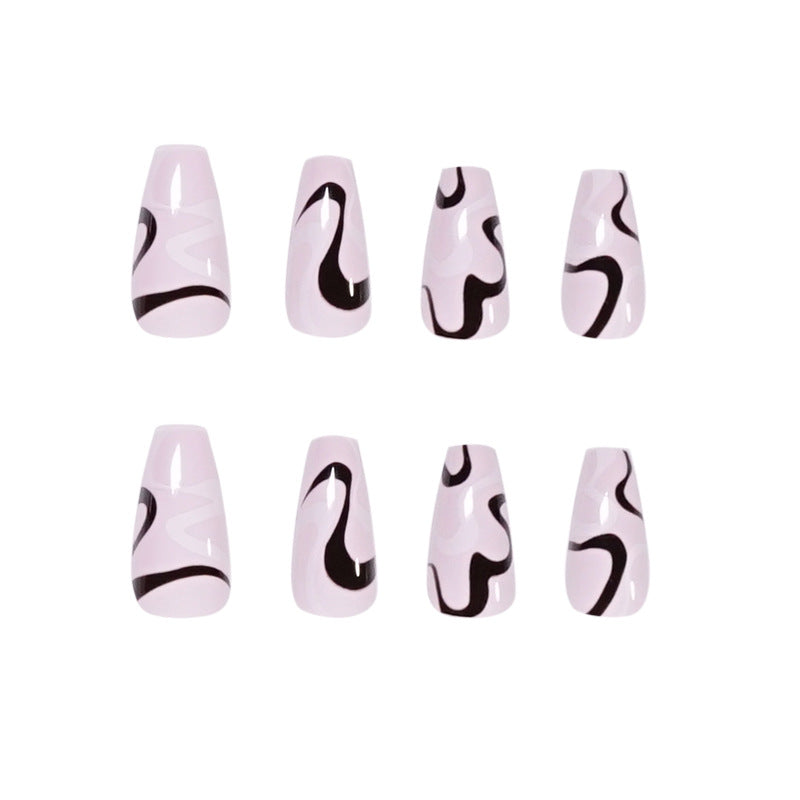 Artful nail extensions with elegant curved patterns Kalsten