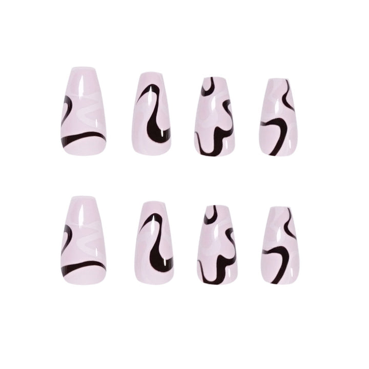 Artful nail extensions with elegant curved patterns Kalsten