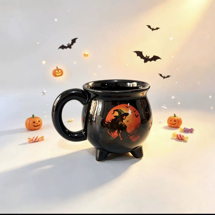Ceramic kettle mug with star and planet decor