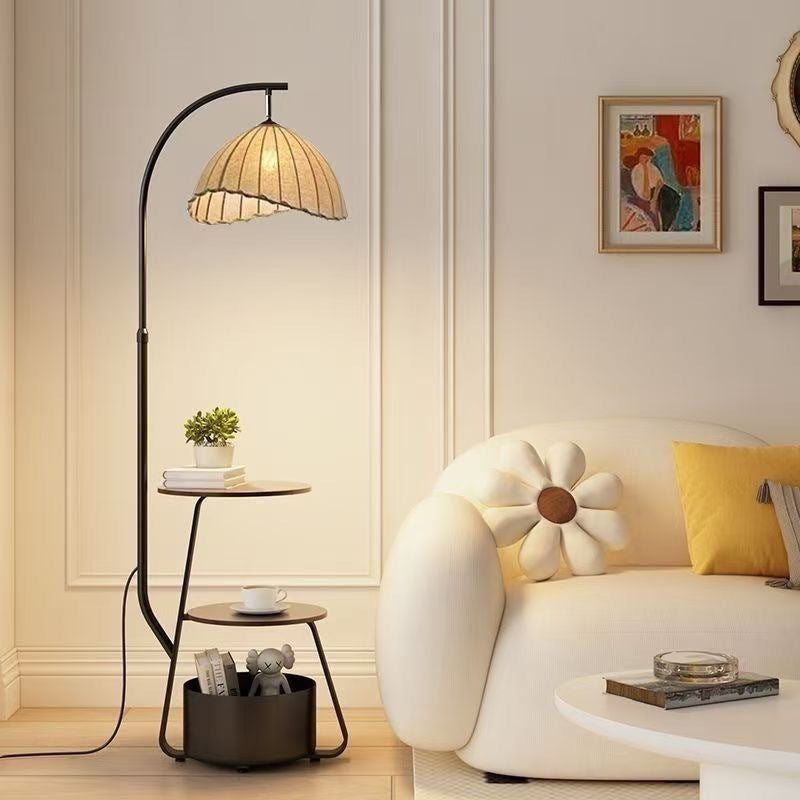 Modern Arc Floor Lamp with Integrated Side Table
