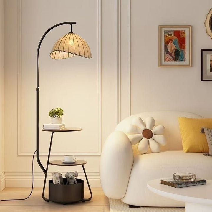 Modern Arc Floor Lamp with Integrated Side Table