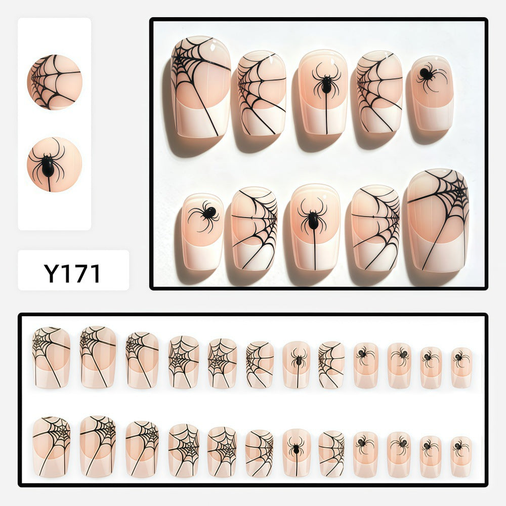 Halloween Artificial Nail Set with Spider Web Design Kalsten