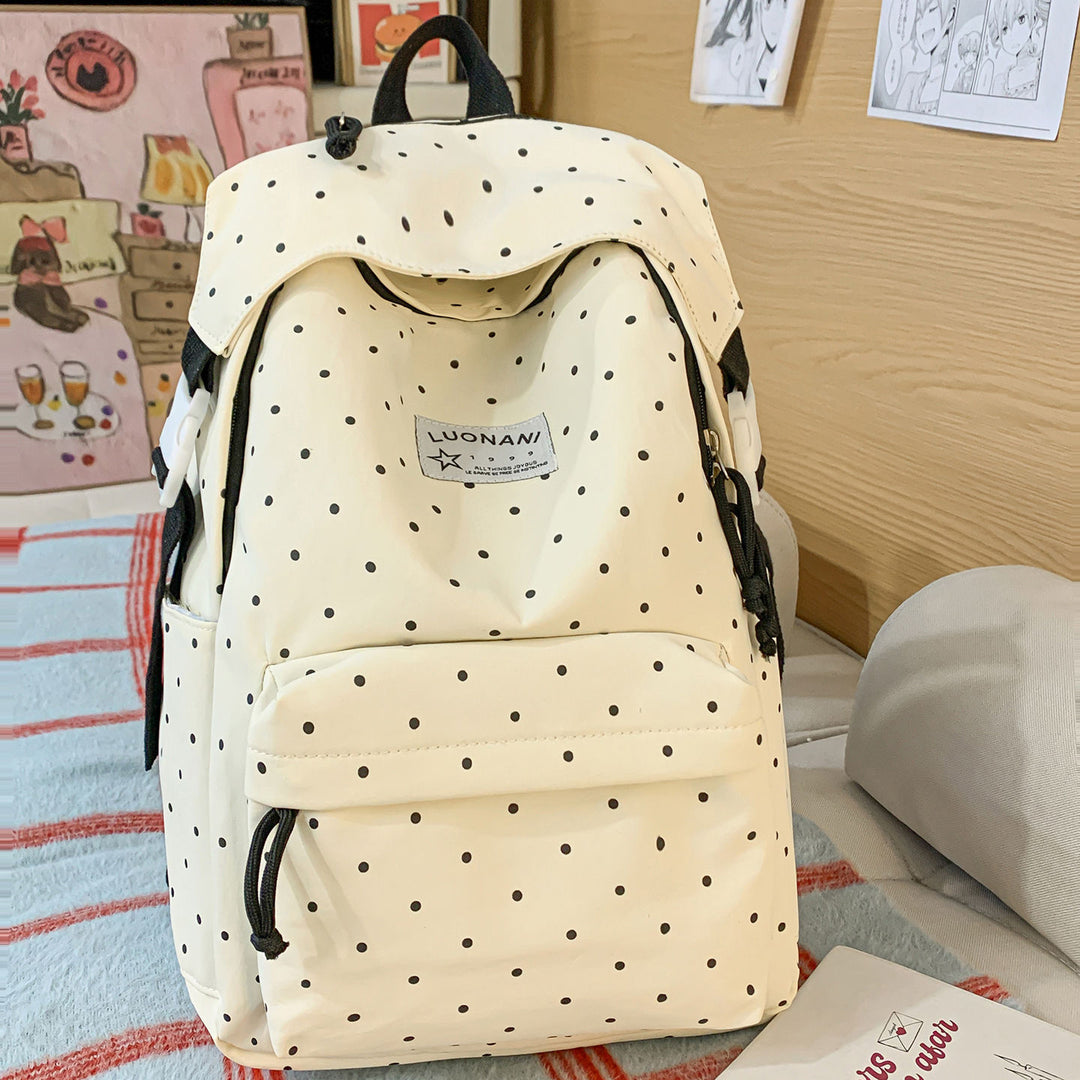 Polka-Dotted Canvas Backpack Kalsten