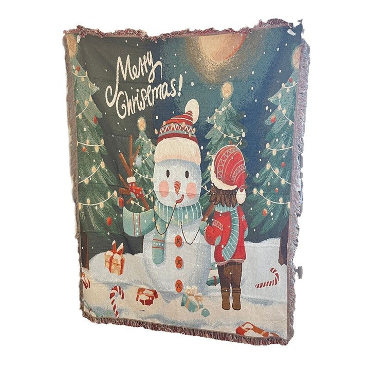 Cozy Holiday-Themed Tapestry Blanket