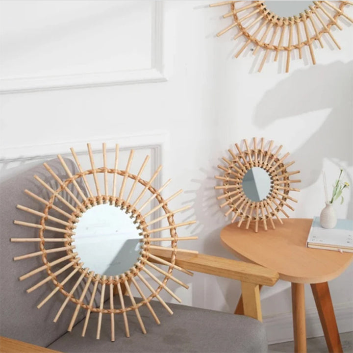 Wall mirror with wicker basket Kalsten