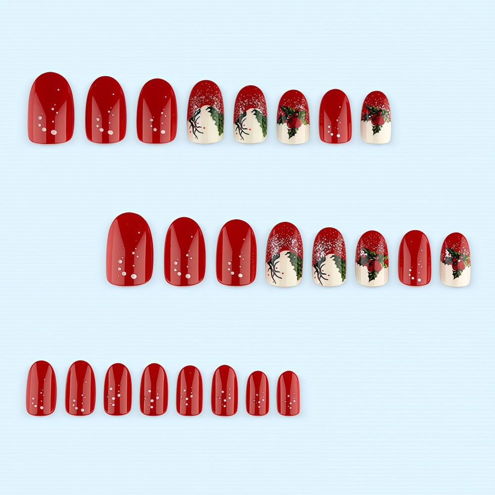 Christmas art nails with festive glitter pattern and Christmas motifs Kalsten