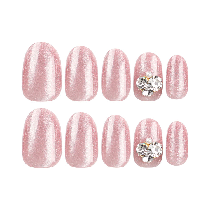 Artful glitter nail extensions with elegant rhinestone accents Kalsten