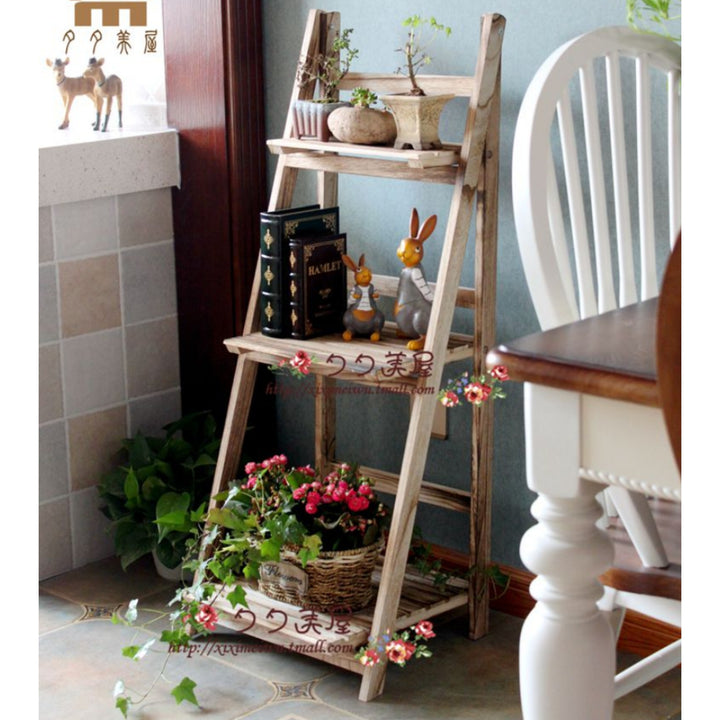 Multi-Tiered Wooden Ladder Shelf Kalsten