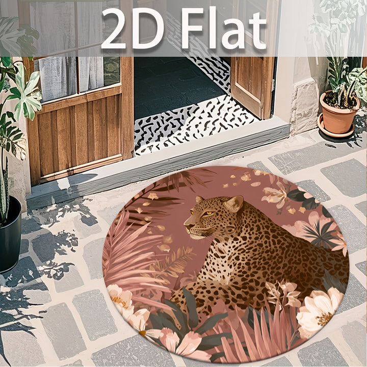 Artistic Leopard-Print Round Floor Mat