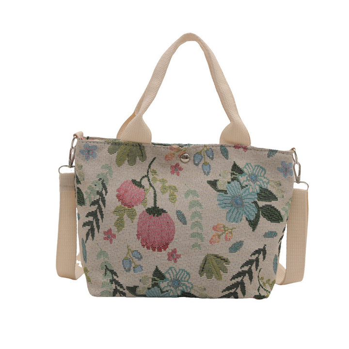 Cute Strawberry Print Canvas Tote Bag