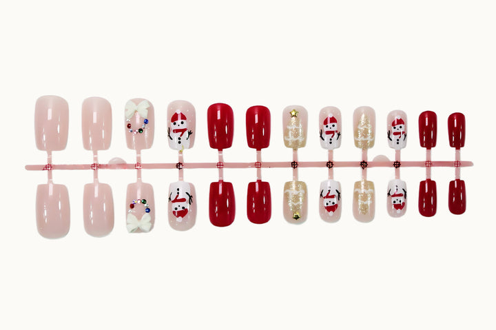 Artificial nail set with festive Christmas motifs Kalsten