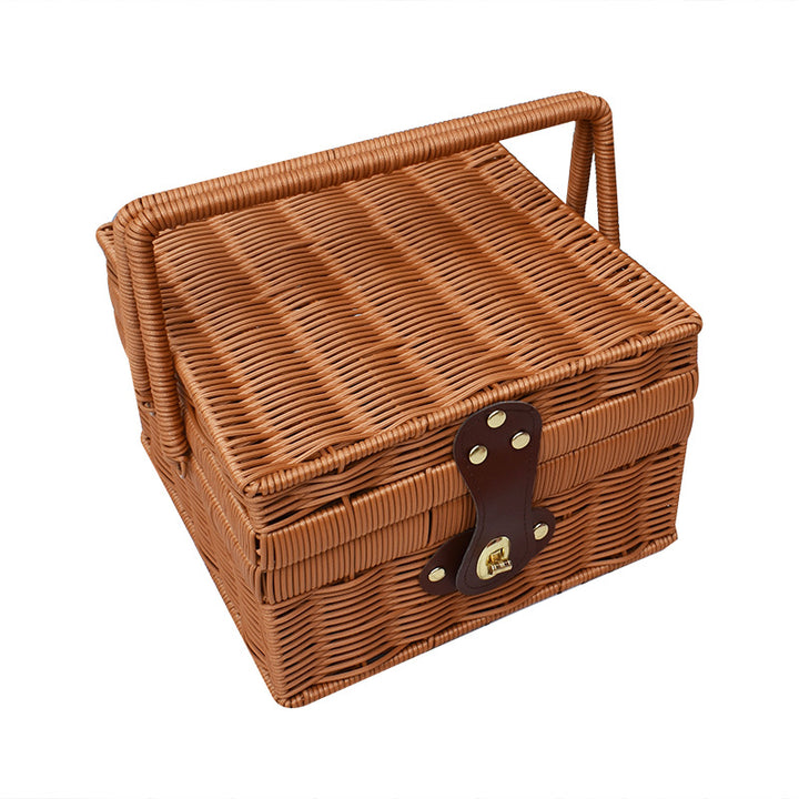 Handcrafted Woven Picnic Basket with Leather Closure Kalsten