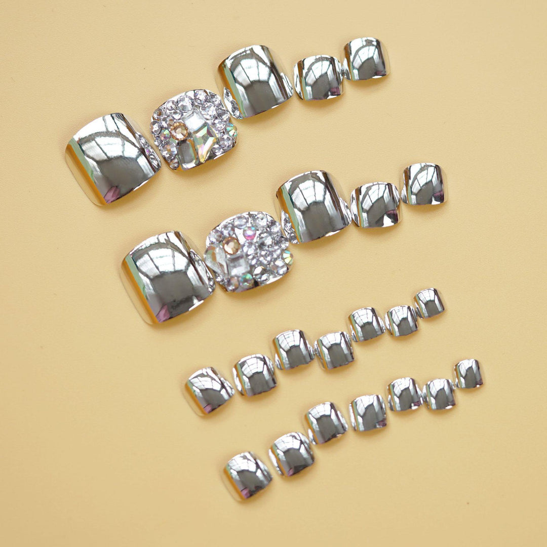 Decorative Rhinestone-Enhanced Press-On Toenails