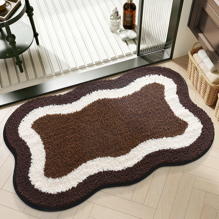 Plush Geometric Pattern Bath Mat