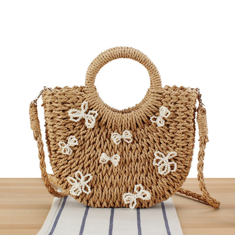 Handbag with Decorative Pearl Flowers Kalsten