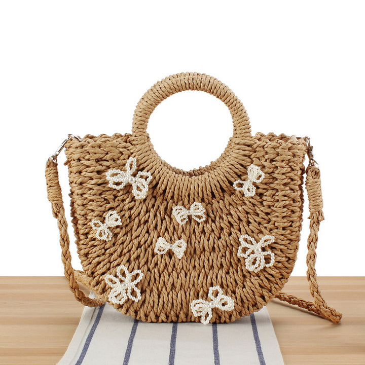 Handbag with Decorative Pearl Flowers Kalsten
