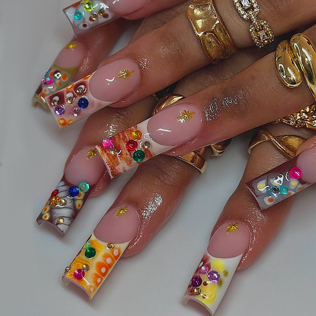 Stylish artificial nails with sparkling accents Kalsten