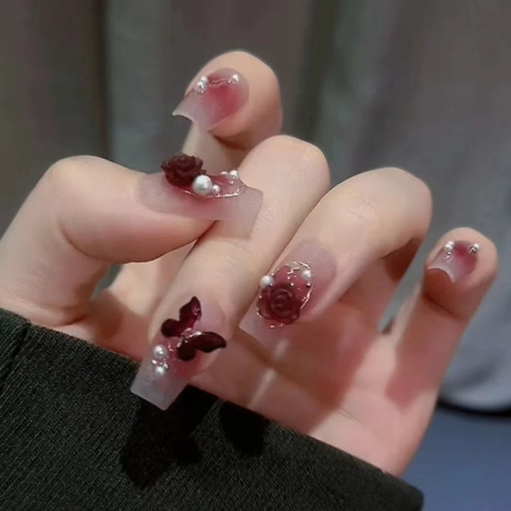 Artistic Nail Extensions with Flower Design Kalsten