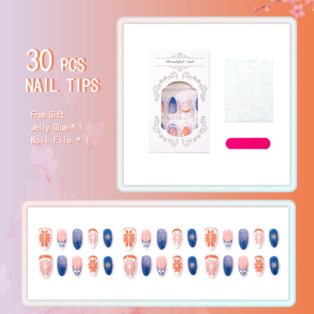 Decorative Floral Accented Press-On Nail Set