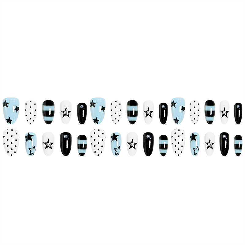 Artificial nails with trendy star and dot designs Kalsten