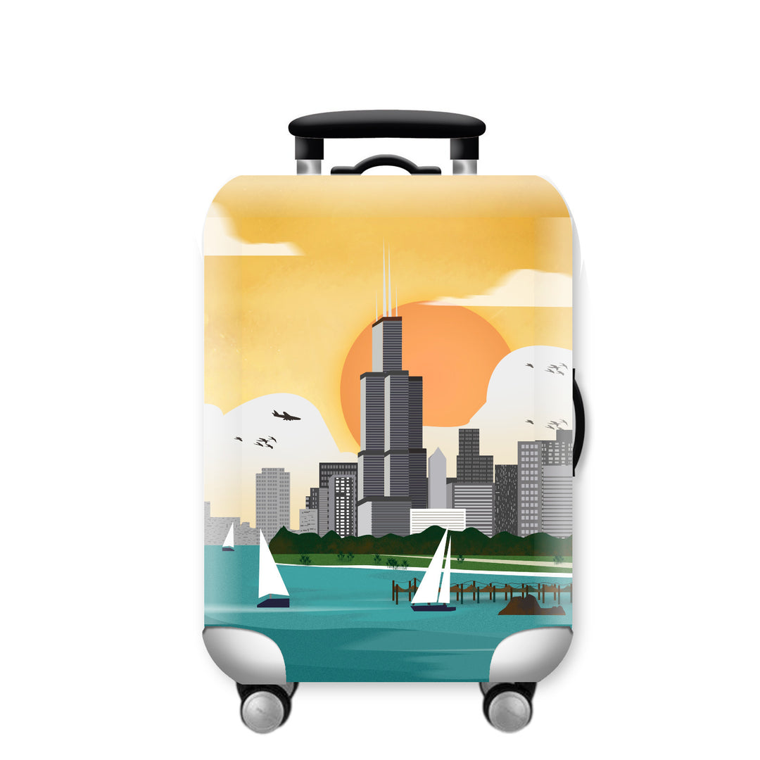 Women Hard Shell Suitcase with Urban Skyline Motif Kalsten