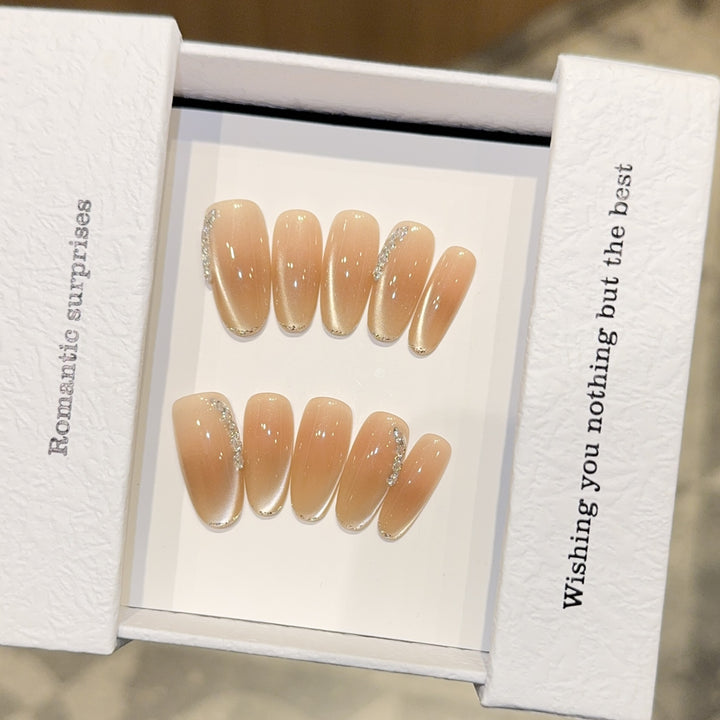 Elegant artificial nail tips with glitter details Kalsten