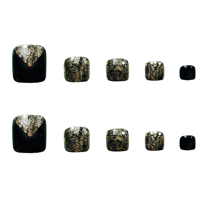 Glamorous Glitter-Enhance Press-On Toenail Set