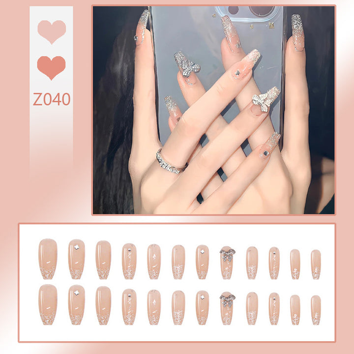 Elegant Rhinestone-Embellished Press-On Nails