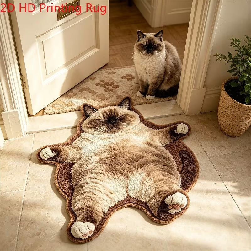 Playful Cat-Shaped Area Rug