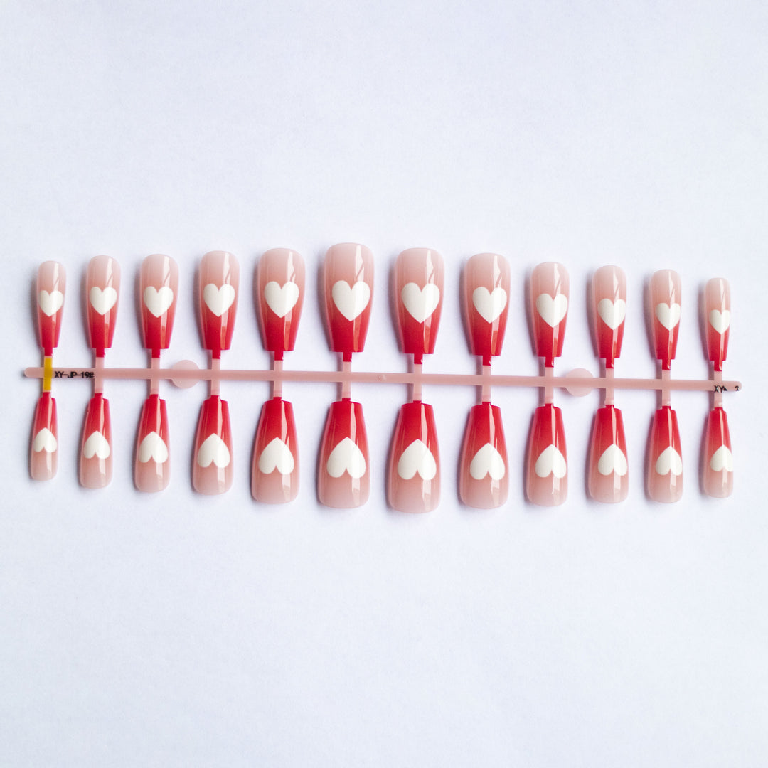 Heart Design Acrylic Nail Art